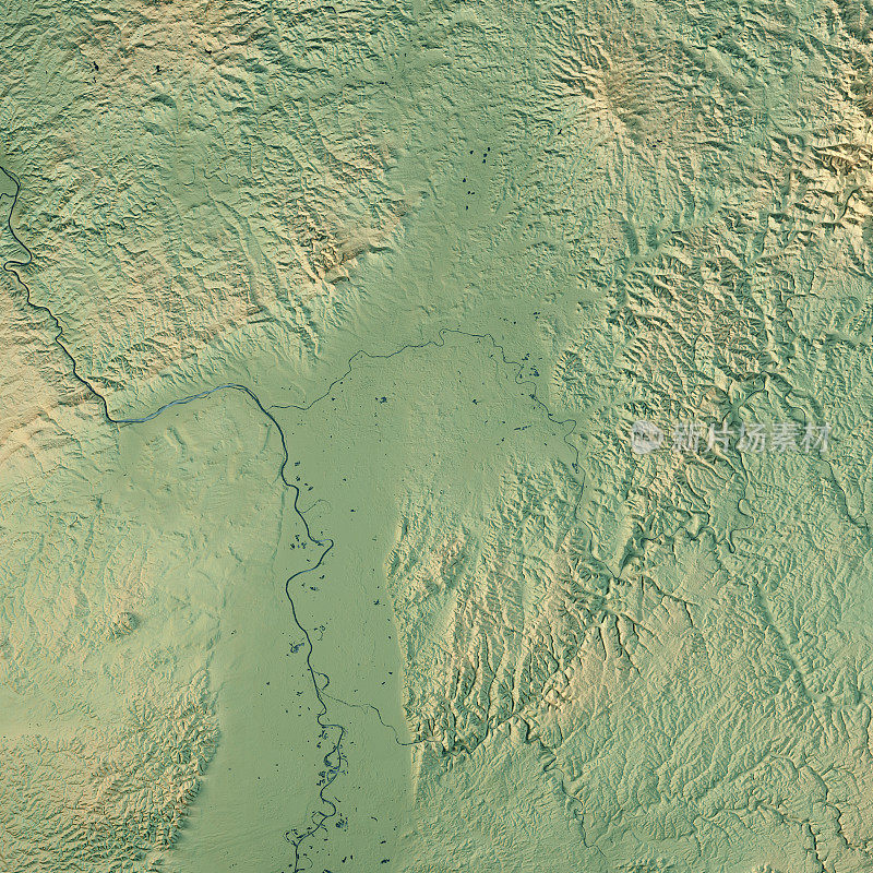 Darmstadt Regierungsbezirk Hessen 3D渲染地形图